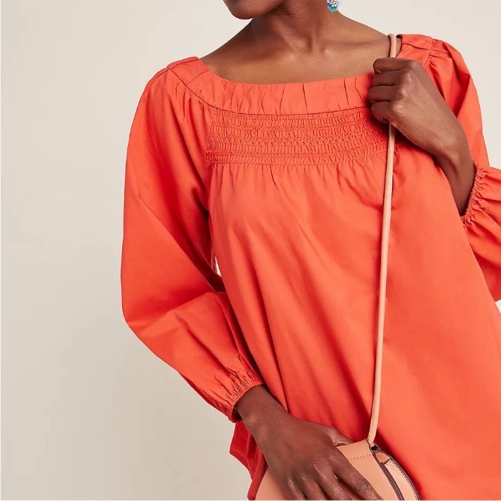 Maeve by Anthropologie | Nectarine Jessie Smocked Swing Oversized Blouse